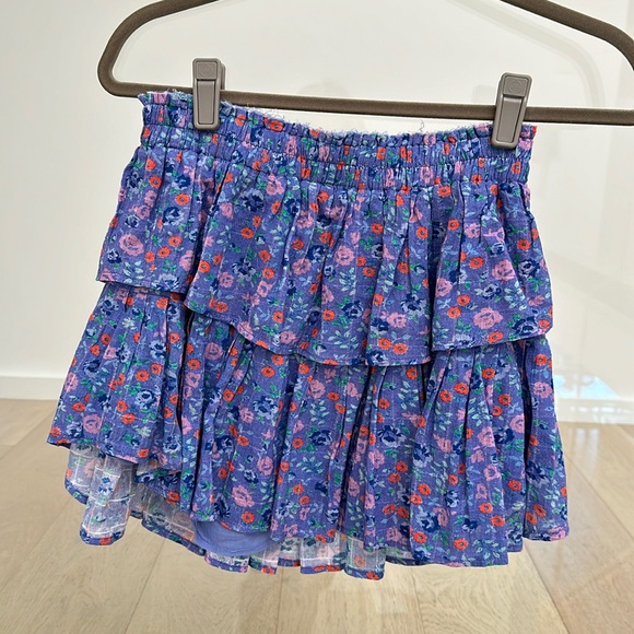 LoveShackFancy tiered mini skirt in summer blues - Picture 4 of 7